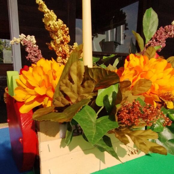 Handmade Floral Centerpiece Fall Decoration Artificial Flower Table Arrangement - Picture 3 of 8